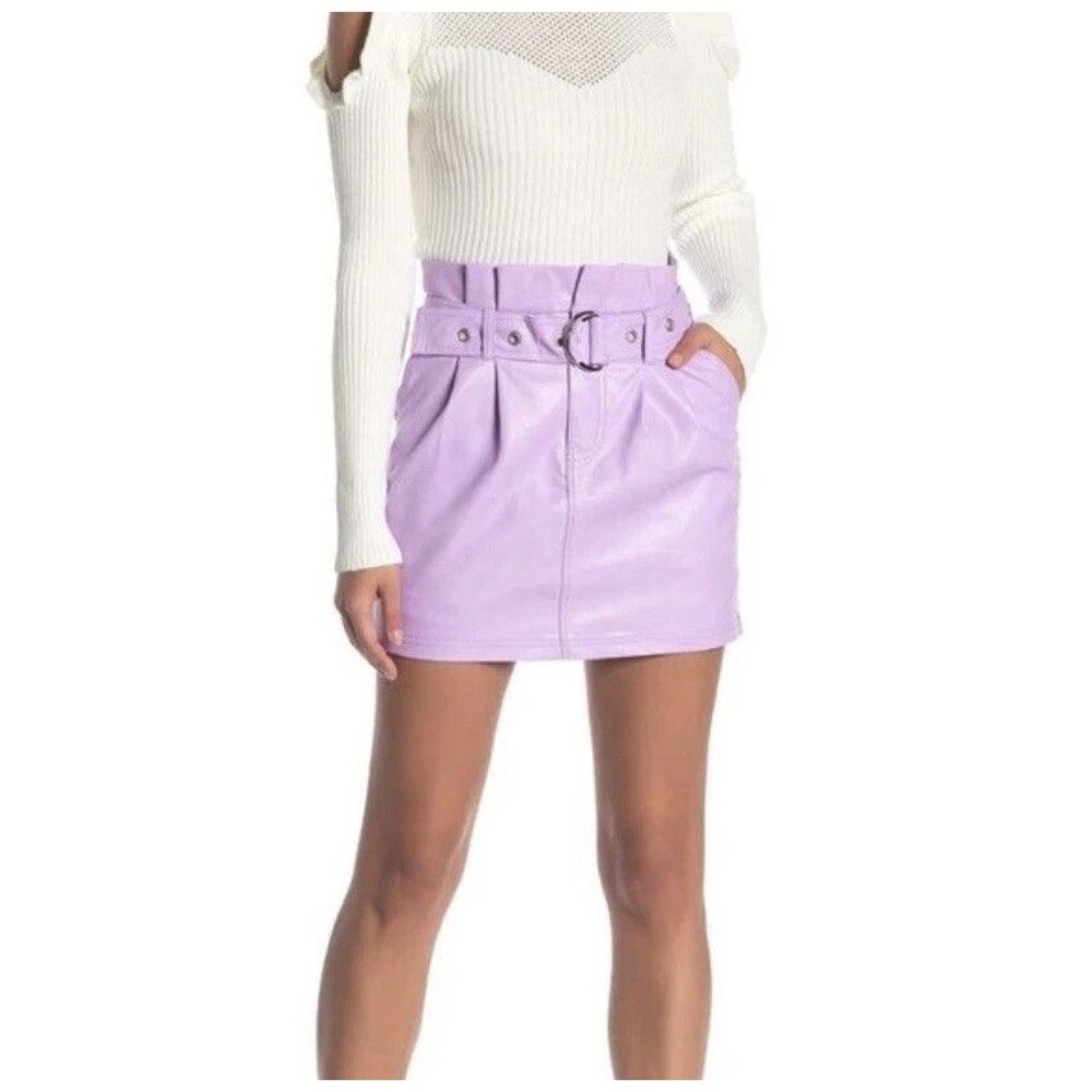 Honey Punch Faux Leather Purple Skirt- Women’s XS